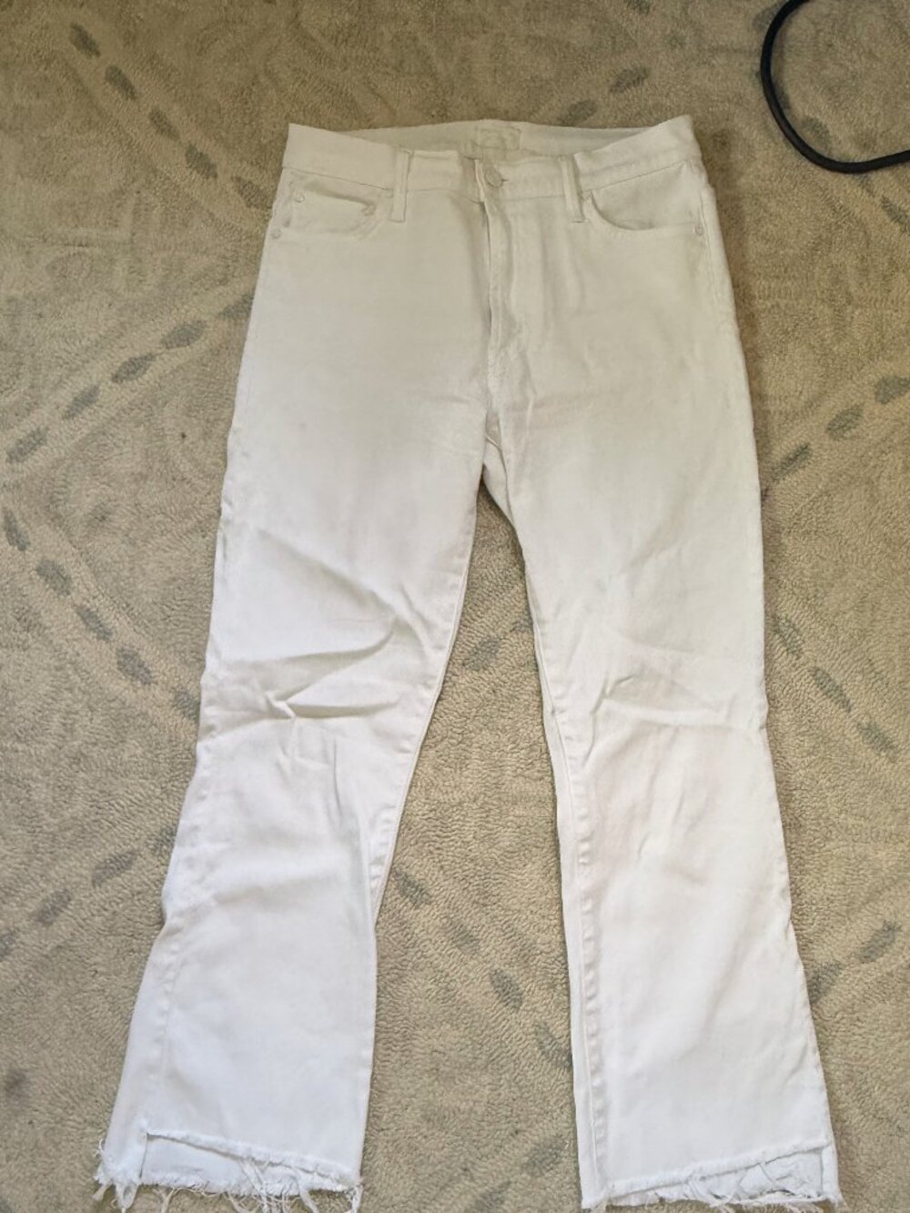 MOTHER Denim Insider Crop Step Fray Jeans in Glass Slipper Size 28